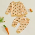 thumbnail image 2 of CAICJ98 Toddler Baby Boy Easter Outfit Summer Clothes Long Sleeve Sweatshirts Pants Cute Bunny Clothing Set (Yellow,0-6 Months), 2 of 7