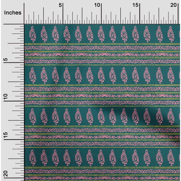 oneOone Organic Cotton Poplin Twill Fabric Stripe|Swirl & Floral Block Print Fabric By The Yard 42 Inch Wide