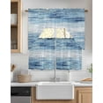 thumbnail image 2 of Vintage Blue Kitchen Curtains Swag Valance and Tier Curtains Set 24 Inch Length, Retro Blue Ombre Modern Abstract Art Rod Pocket Drape Panels Pair Swag Curtains for Bathroom/Cafe/Window, 2 of 6