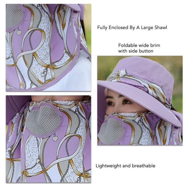 Women Face Neck Cover Sun Hat, Breathable Lightweight Lady Wide