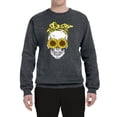 thumbnail image 2 of Skull Sunflower Skeleton Bandana Inspirational/Christian Unisex Crewneck Graphic Sweatshirt, Charcoal, X-Large, 2 of 3