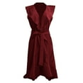 thumbnail image 5 of Pavied Robe Maxi Robe Maxi Décontractée pour Femmes Col en V Manches Courtes Robe Longue à Volants Robe d'Été Robes pour Femmes Articles en Liquidation Rouge 3 TG, 5 of 5