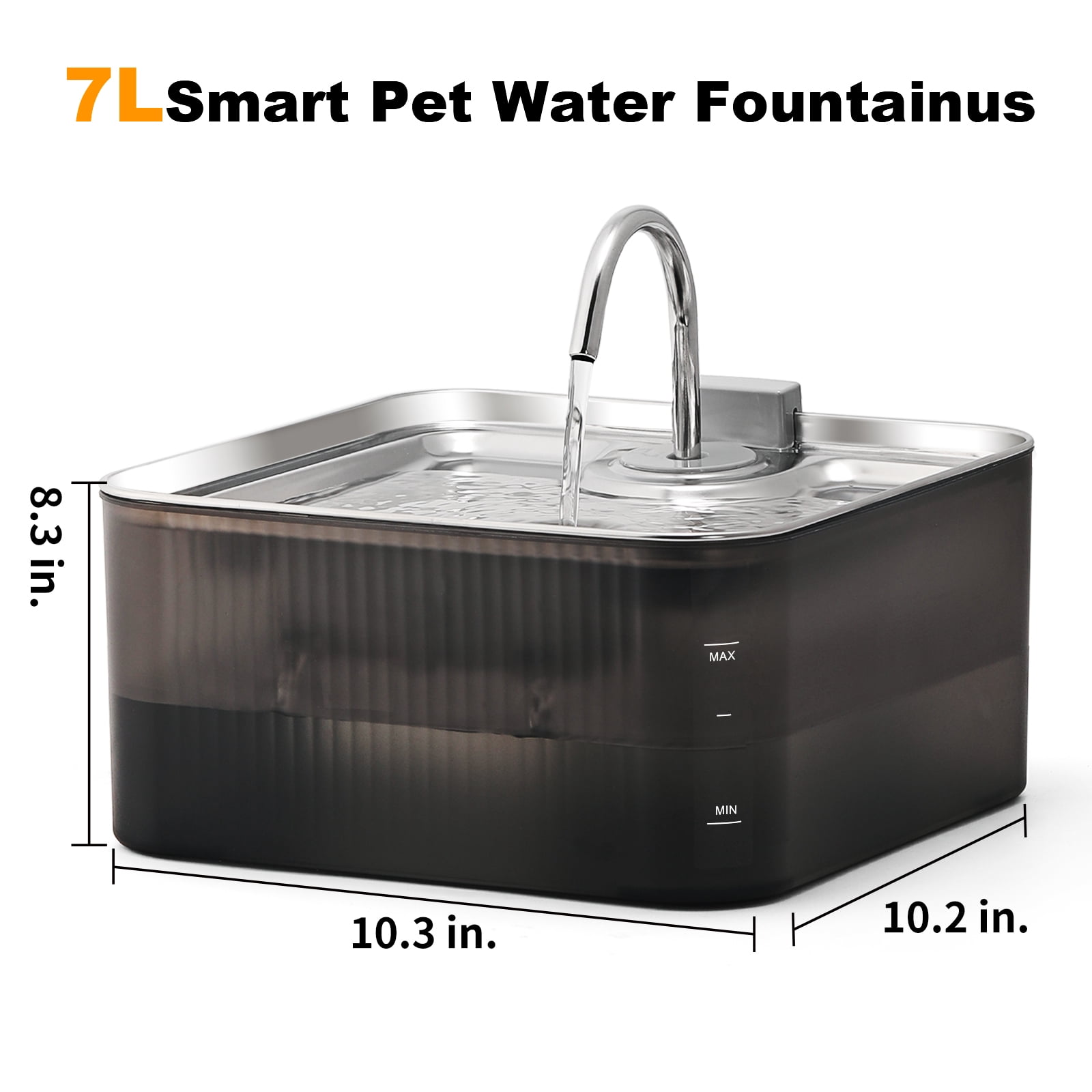 FUKUMARU 7L Dog Fountain Dispenser with 3 Filters, Ultra Quiet Dog Water Fountain, Stainless