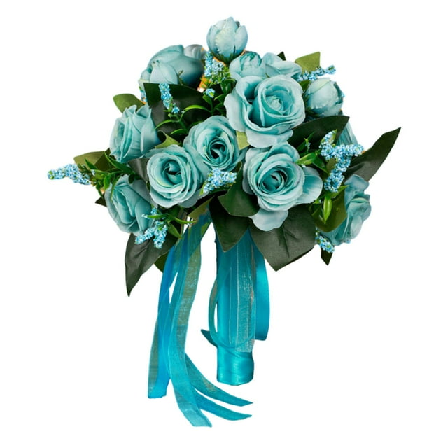 Ramo de boda, ramo de , centro de mesa hecho a mano con flores de seda, elegante ramo , flores artificiales para adornos de boda Azul
