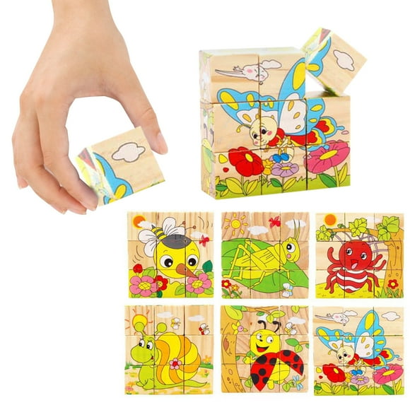 DPTALR Wooden Block Puzzles Toddlers Kids Toys Montessori Learning Games Educational