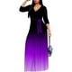 thumbnail image 2 of Vestido largo PinkPatty con cuello en V degradado y mangas 3/4 para mujer, 2 of 6