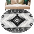 thumbnail image 2 of 5ft Washable Round Rug, Aztec Southwestern Non-Slip Circle Area Rug for Living Room Bedroom, Ethnic Tribal Style Geometric Black Grey Indoor Floor Mat for Home Decor, 2 of 9