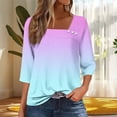 thumbnail image 2 of zbxnLI 3/4 Length Sleeve Women's Tops Square Neck Tunic Top Gradient Graphic Casual Dressy Blouses, 2 of 5