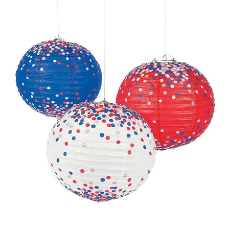 Patriotic Confetti Lanterns (6Pc) - Party Decor - 6 Pieces