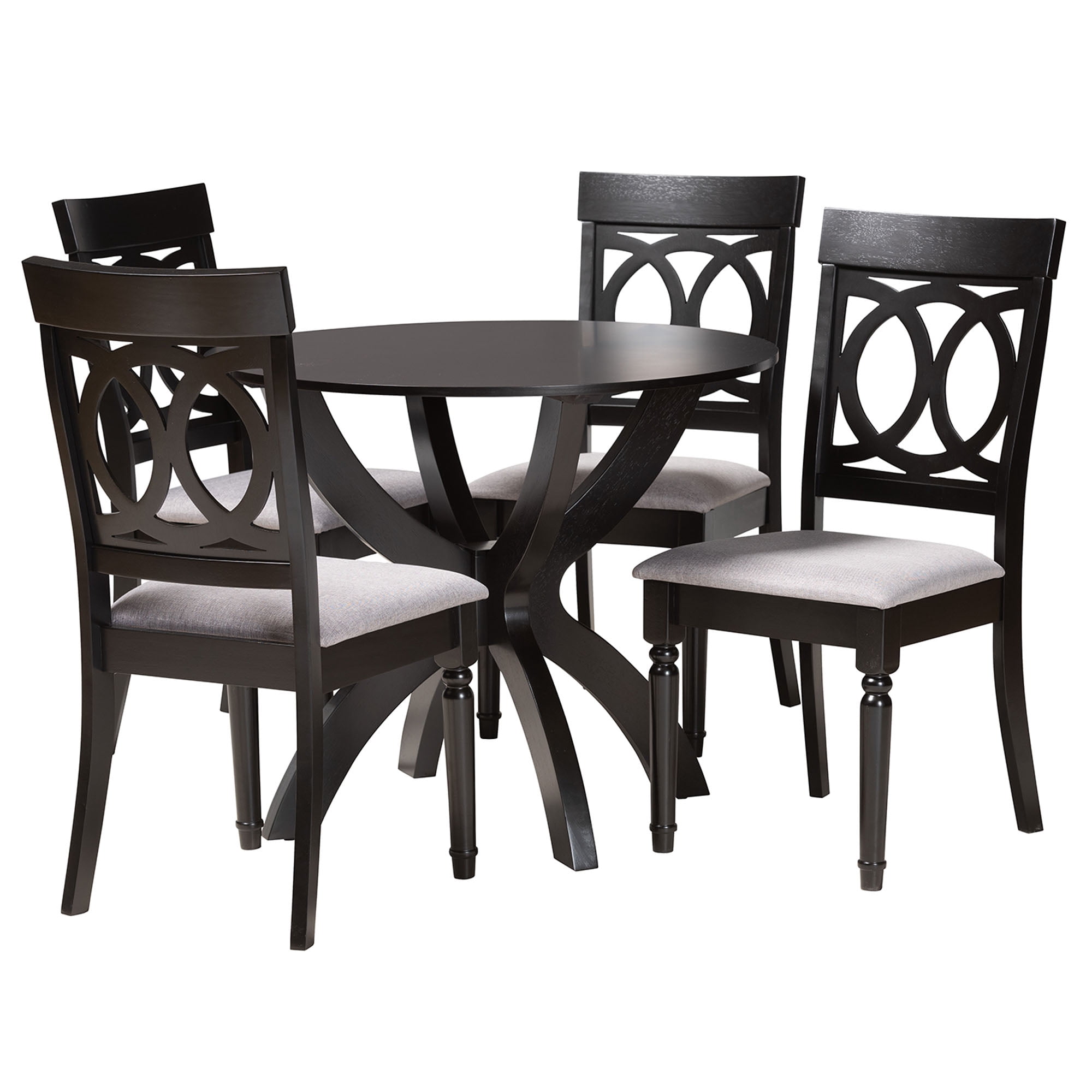 Baxton Studio Velia Modern Dining Set, 5-Piece, Dark Brown