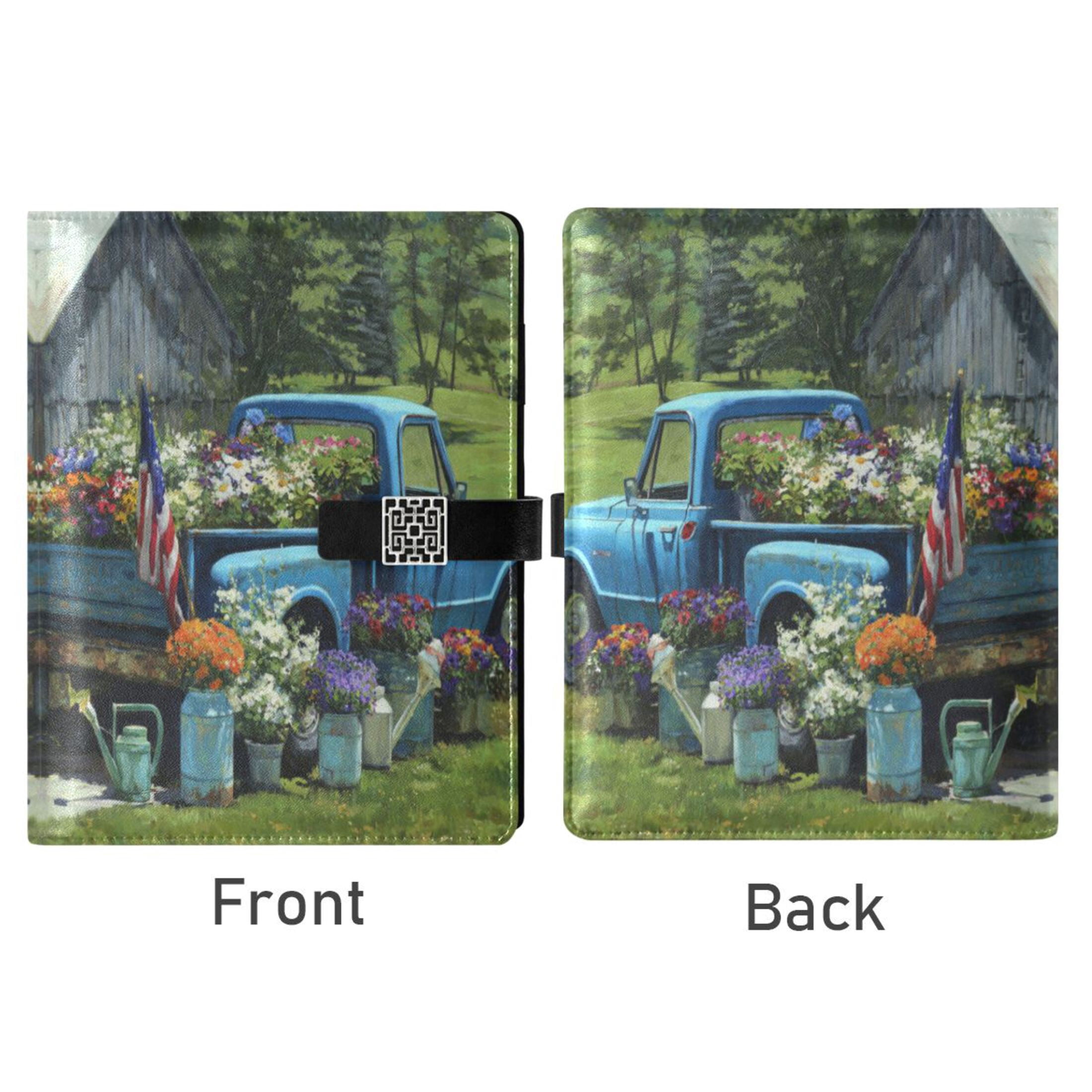 Leather Planner Leather Notebook Notebook Journal Binder Design Pen Pocket Design Convenient for Storage Blue Truck Full