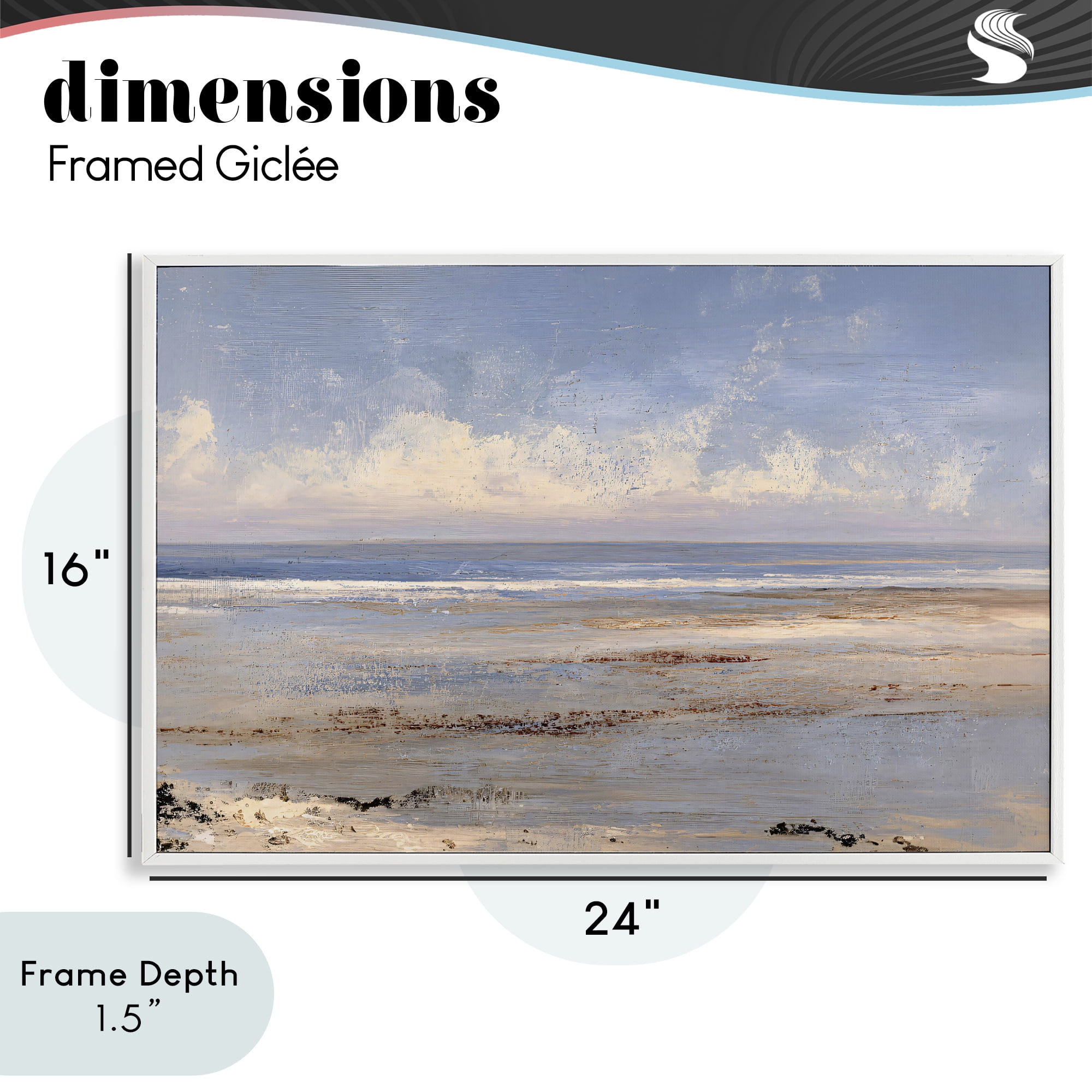 Stupell Industries Rustic Ocean Horizon Impression White Framed Giclee Art, design by Jacky Ngan