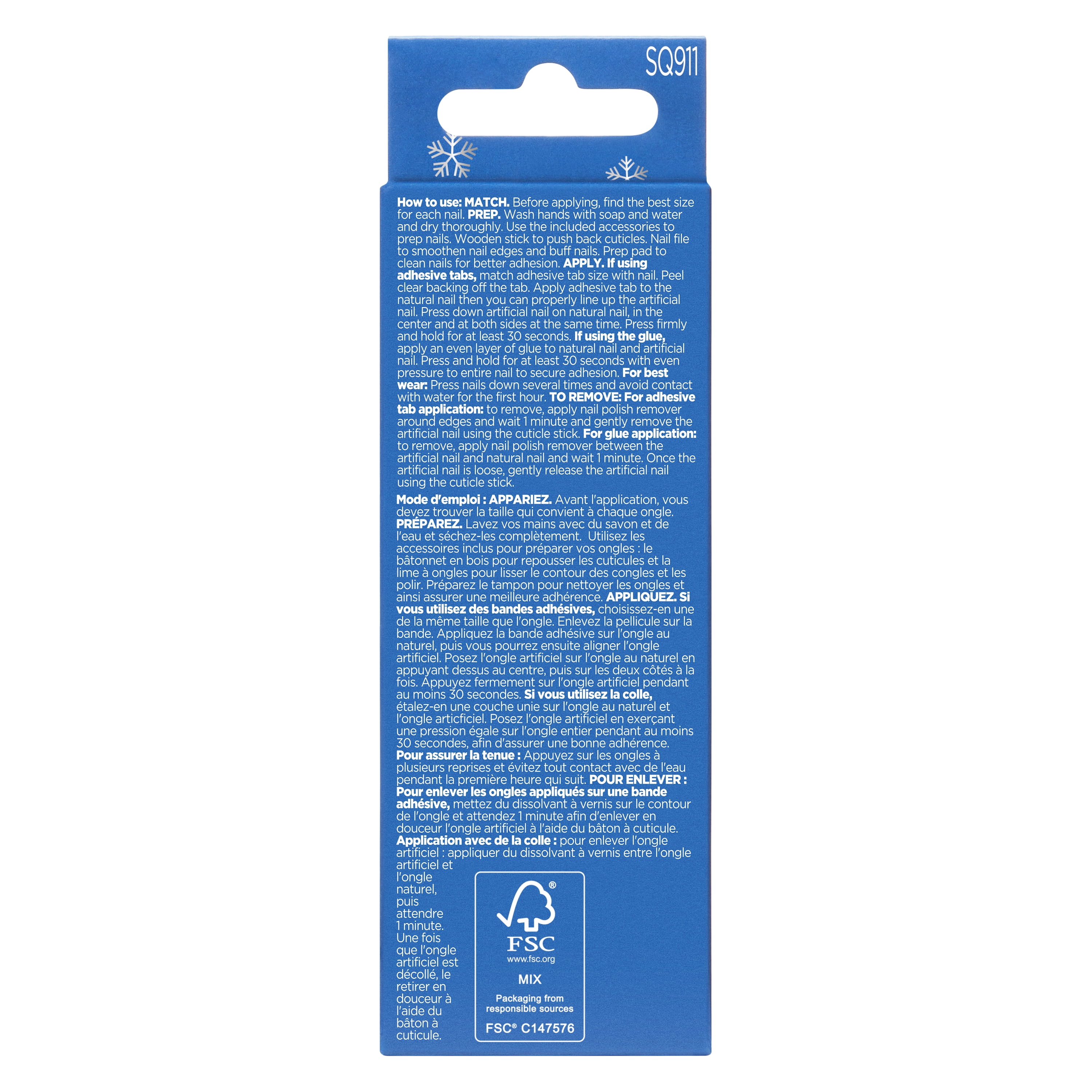 Sally Hansen Perfect Manicure Press On Nail Kit, Holiday Collection, Snow-mance, Square