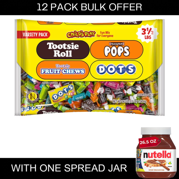 Tootsie Child's Play, Assorted Candy, 56 oz. Individually Wrapped, Peanut Free, Gluten Free, Contains Milk.