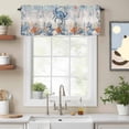 thumbnail image 2 of Oceans Marine Life Valance Curtain Coastal Orange Blue Crabs Starfish Retro Wood Window Valances Rod Pocket Short Curtains Window Treatments for Kitchen Bedroom Bathroom Laundry 60" x 14", 2 of 9