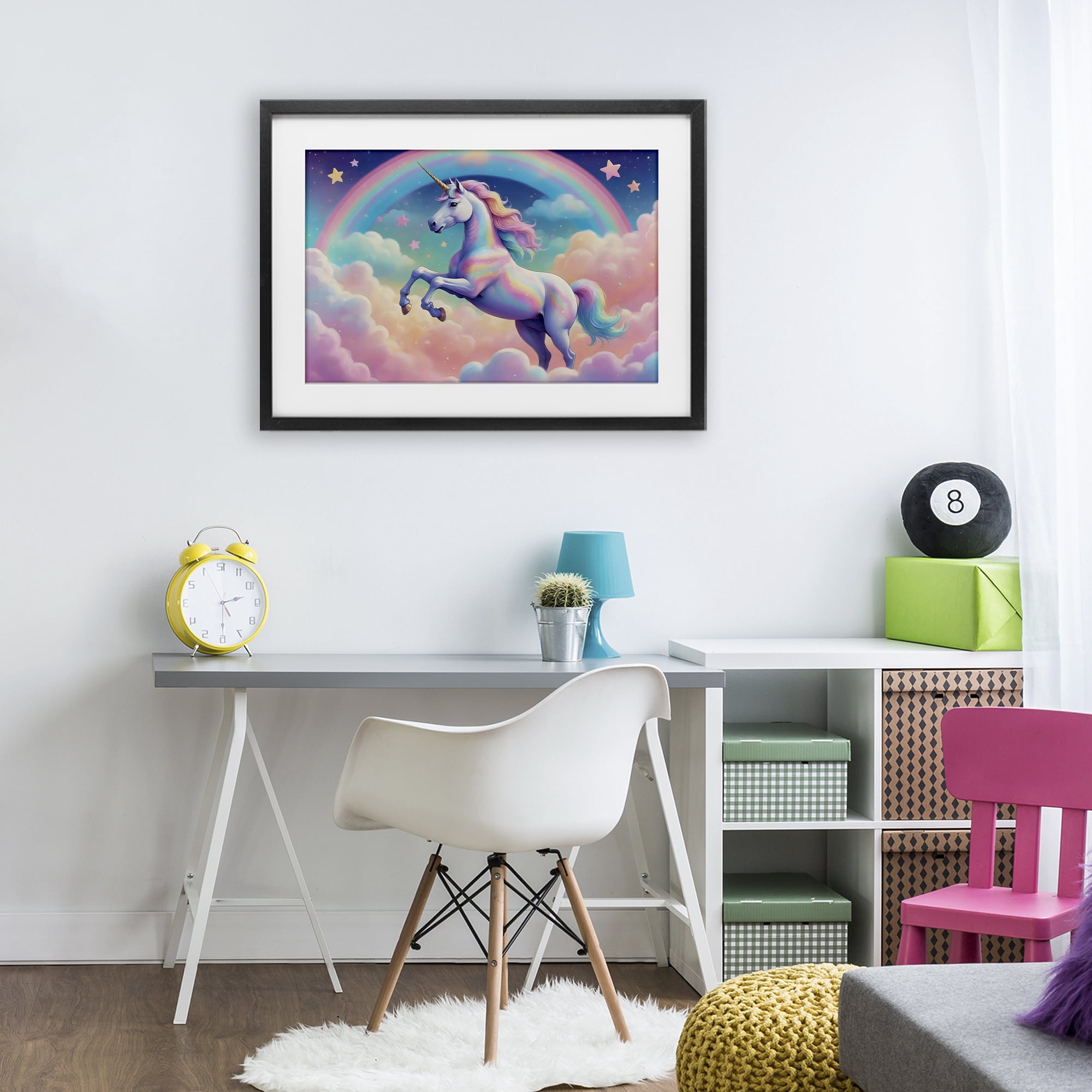 Stupell Industries Colorful Galaxy Unicorn Black Framed Print Under Glass, design by Creative Studio