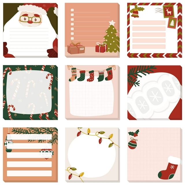 Notas adhesivas navideñas Clothmile, paquete de 450 hojas, 9 estilos