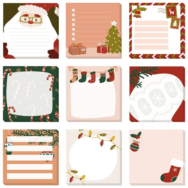 Notas adhesivas navideñas Clothmile, paquete de 450 hojas, 9 estilos