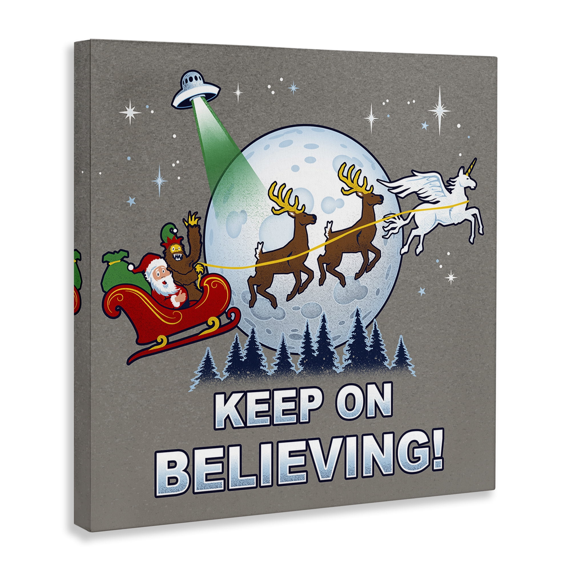 Stupell Industries Keep on Believing Holiday Holiday Painting Gallery Wrapped Canvas Art Prints Wall Art, 30 x 30