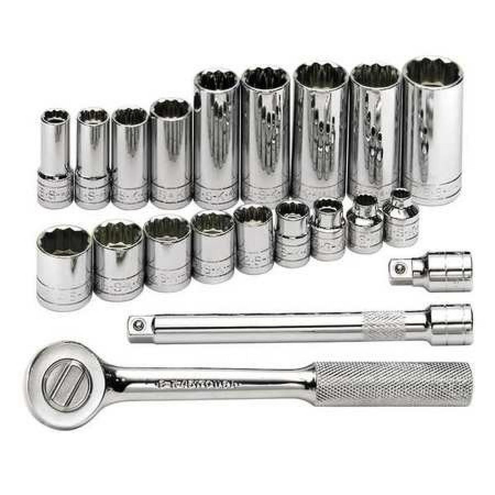 SK PROFESSIONAL TOOLS 4551 3/8 in Drive Socket Set, SAE, 21 pcs