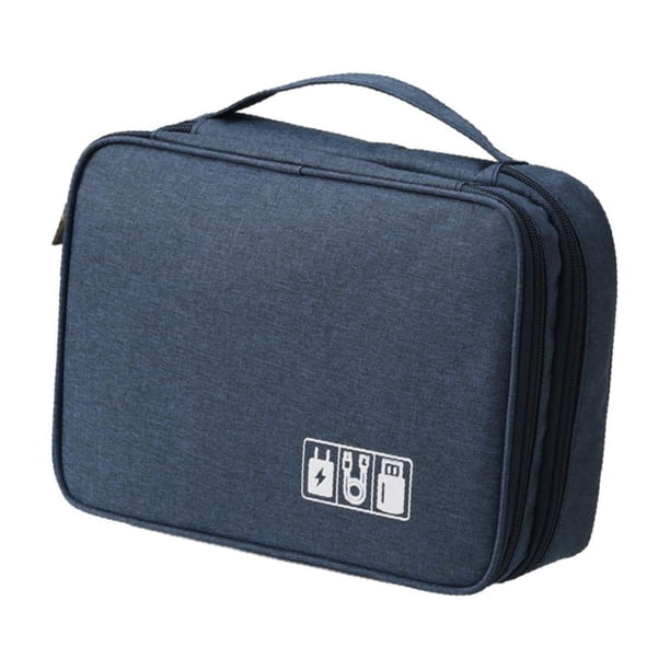 Estuche rígido para banco de energía, caja de almacenamiento de cables de datos, accesorios digitales protectores, estuche organizador electrónico Azul