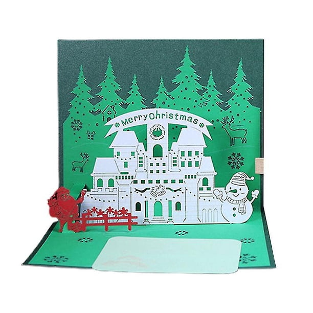 Tarjeta de felicitación de Navidad 3d, tarjeta de mensaje de bendición tridimensional plegable portátil para vacaciones de Navidad