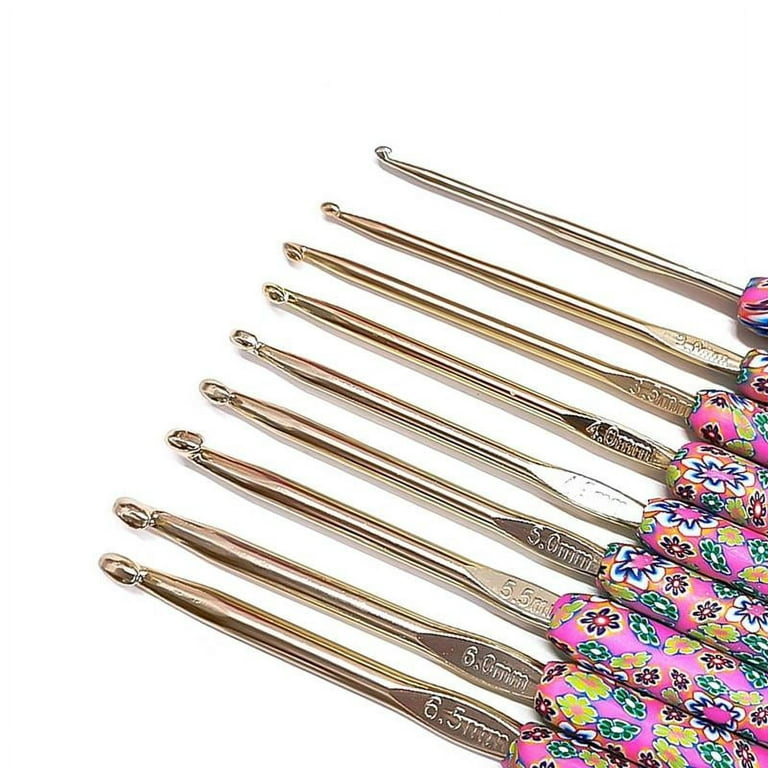 9pcs/set Handle Pink Crochet Hook Set Aluminum 1.0-10mm Knitting Needles  Weave Craft Yarn Crochet