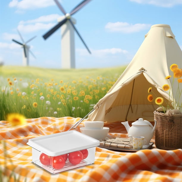 Caja de Conservación de Frutas y Verduras para Refrigerador Doméstico, Contenedor de Almacenamiento Plástico Hermético de PET con Drenaje, Diseño Transparente Apilable para Organización de Alimentos