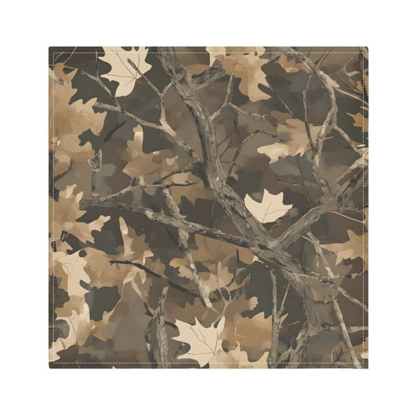 JSTEL Brown Forest Camo Camouflage Cloth Napkins Set of 6, 20x20 Inch Washable and Reusable Napkin for Decoupage Dinner Party Everyday Use
