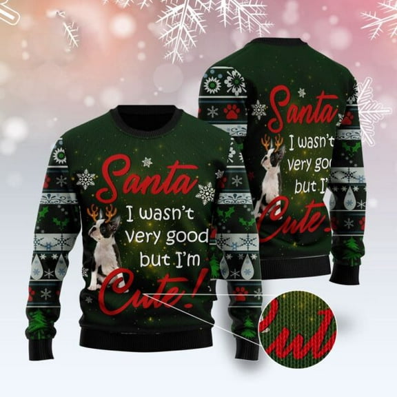 Boston Terrier I’M Cute Ugly Christmas Sweater, Christmas Sweater, Ugly Sweater, Funny Xmas Sweaters