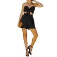 thumbnail image 2 of Honganda Women's Two-Piece Suit, Solid Color Sleeveless Off Shoulder Pleated Crop Tops + Elastic Waist Shorts, 2 of 9