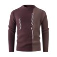 thumbnail image 5 of Men's Mock Turtleneck Sweater Color Block Ribbed Knit Thermal Pullover for Fall and Winter Casual Wear, Ideal for Christmas Parties,Coffee,XL, 5 of 6