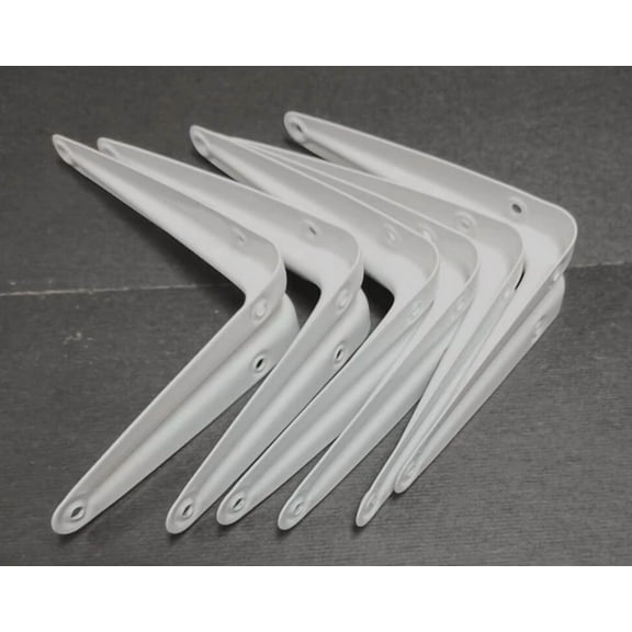 QUEST- Shelf Brackets White 4" Inch X 5" Inch Shelf Brackets Six 6 Pc. White Metal