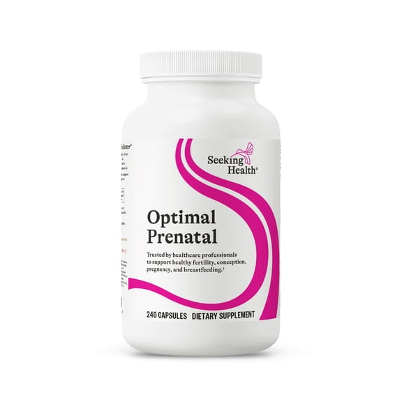 Seeking Health Optimal Prenatal - Supplement with Vitamin B12, L-Methylfolate, & Choline - Vegetarian Supplement to Support Optimal Prenatal Health - 240 Capsules