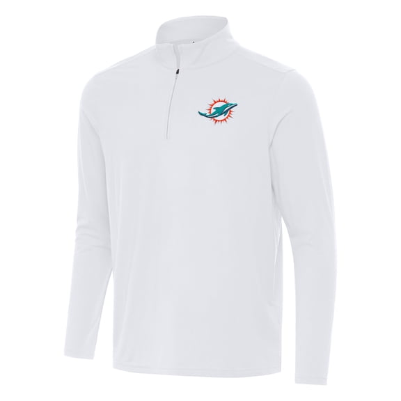 Men's Antigua White Miami Dolphins Intent Quarter-Zip Pullover Top