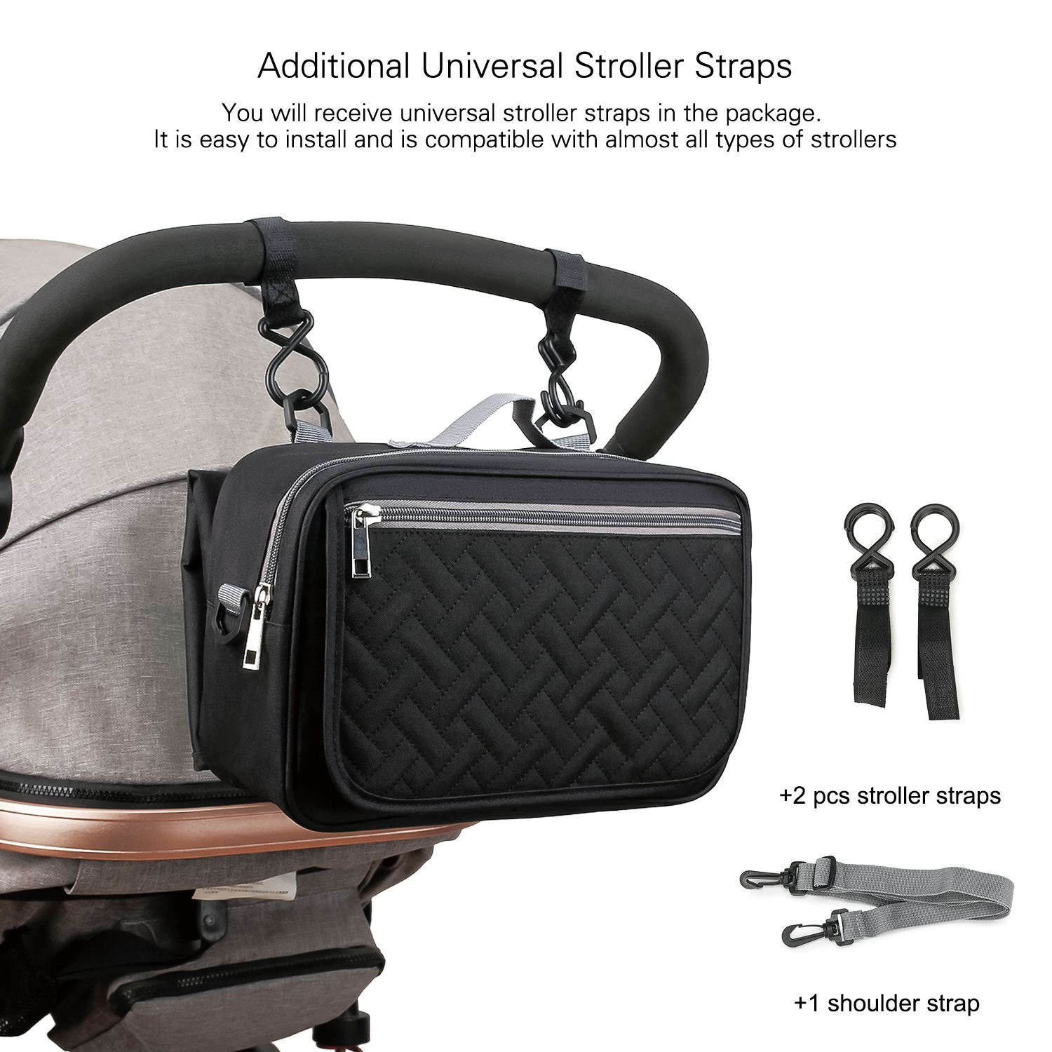 Baby Diaper Caddy Bag with Changing Pad - Changing Bag Baby Stroller Bag for Diapers, Wipes & Toys