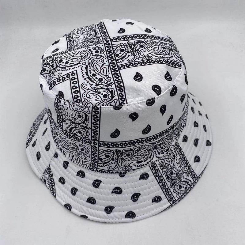 White Paisley Bandana Bucket Hat 