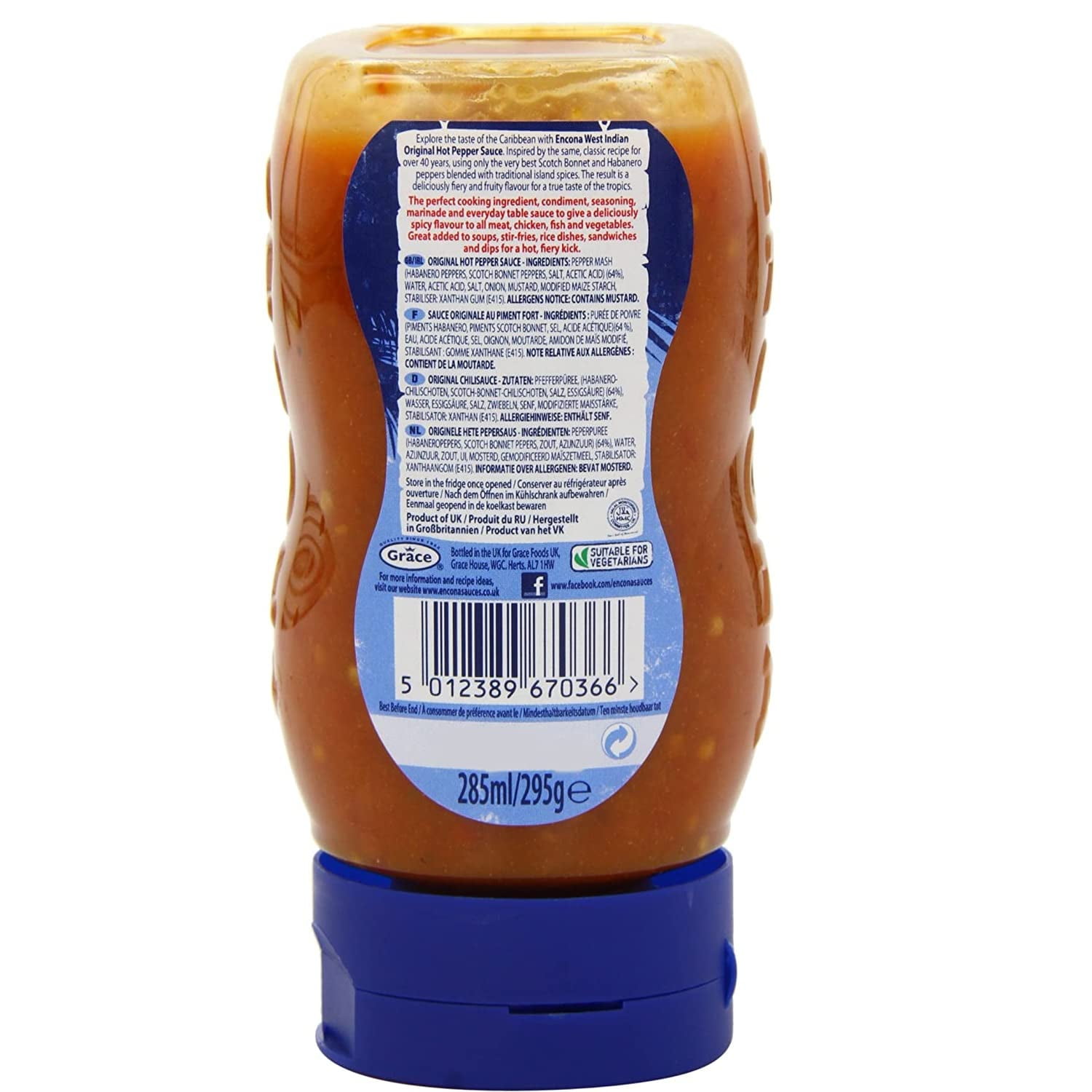 Encona Original Hot Pepper Sauce 285Ml (Pack of 3)