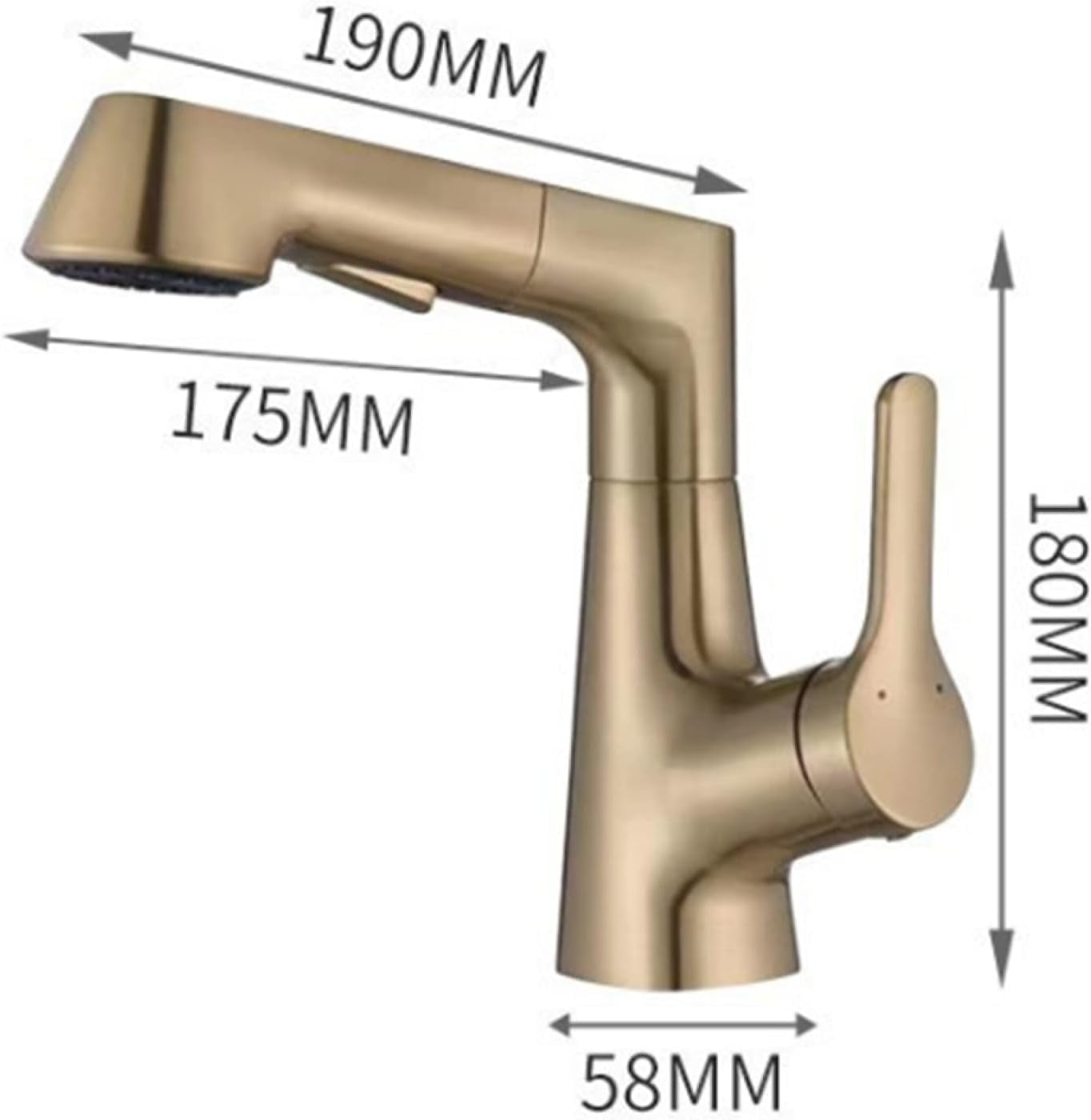 Bathroom Faucet with Pull Out Sprayer, 360° Rotation 2 Modes Faucets for Bathroom, Single Hole Faucet for Bathroom Sink Brass, Bathroom Faucet Single Handle,Black