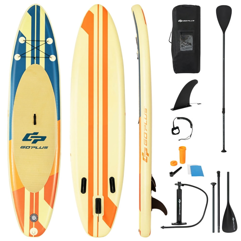 Spaco Inflatable Stand Up Paddle Board Surfboard with Bag Aluminum Paddle and Hand Pump-L, Wide Stable Design, Non-Slip Comfort Deck for Youth & Adults