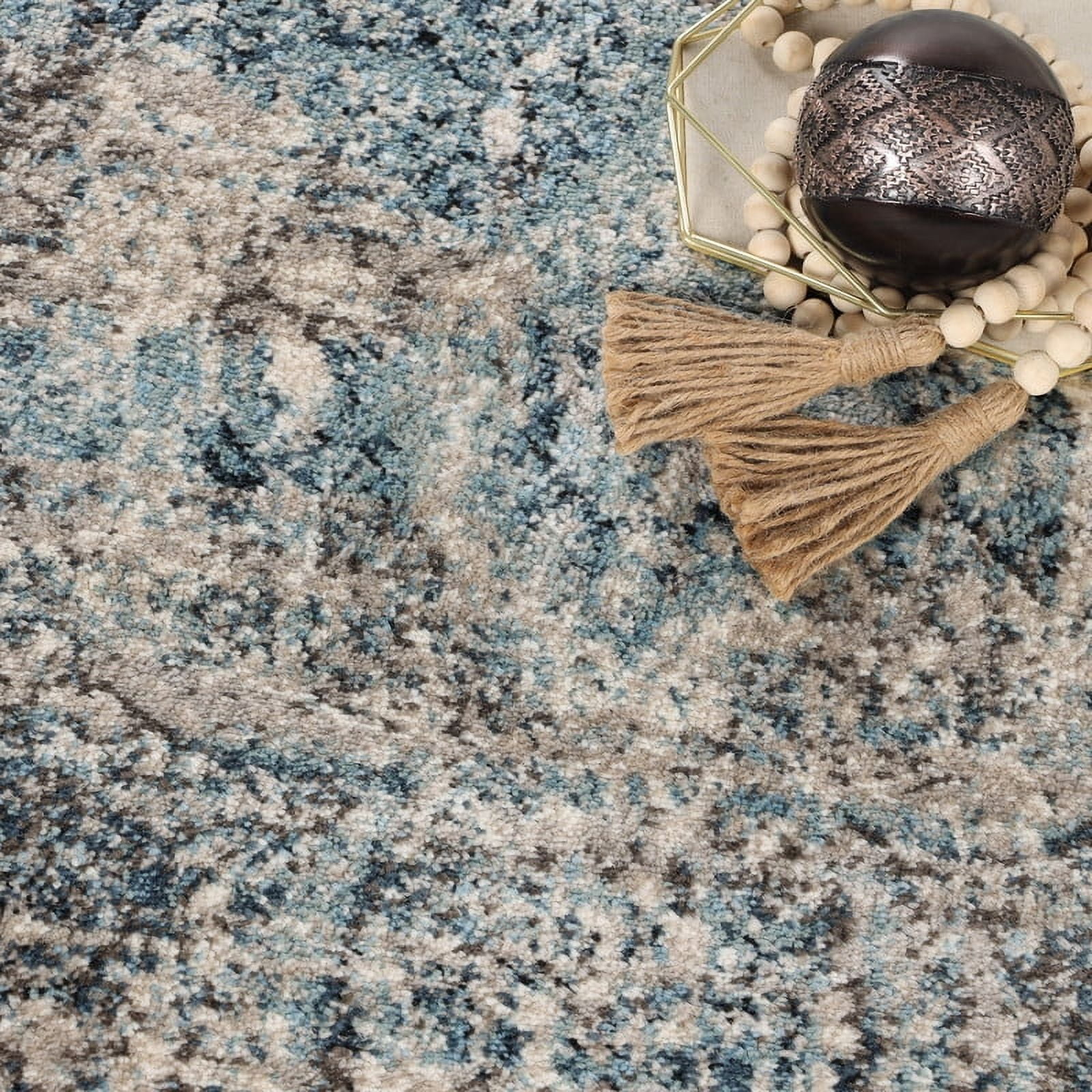 Superior Salford Medallion Indoor Runner Rug, 2' 7" x 8', Blue-Beige