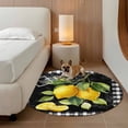 thumbnail image 3 of Yellow Lemon Round Area Rug 5ft, Summer Botanical Black White Checkered Washable Non-Slip Circle Rugs for Bedroom Living Room Kitchen, Soft Low Pile Carpet for Dining Room Playroom Nursery, 3 of 9