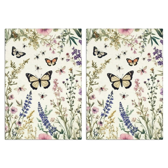 2 Pcs Funny Kitchen Towels,Pioneer Flower and Butterfly Microfiber Dish Towels,Kitchen Tea Towels,Kitchen Towel Set (18" X 26")