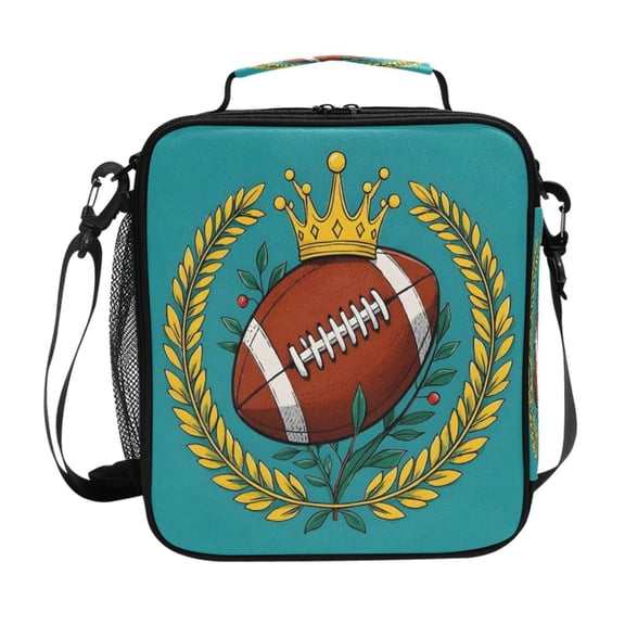 ALAZA Football with Wheat Lunch Box Insulated Lunch Bag Reusable Thermal Cooler Tote School Picnic