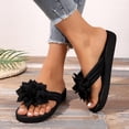 thumbnail image 6 of HTHLVMD Women's Flower Wedge Flip Flops, 3d Floral Sandals for Women 2026 Dressy Flatform Thongs Flip Flops Summer Beach Vacation Fashion Casual Flip Flops Elegant Flower Trim Slippers, Black 7, 6 of 8