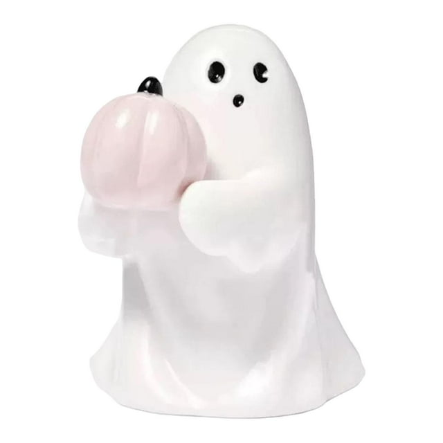 Figura de fantasma de Halloween, accesorios de fotografía de decoración de Halloween, pequeña figura de fantasma aterrador para decoración al aire lib sosteniendo calabaza