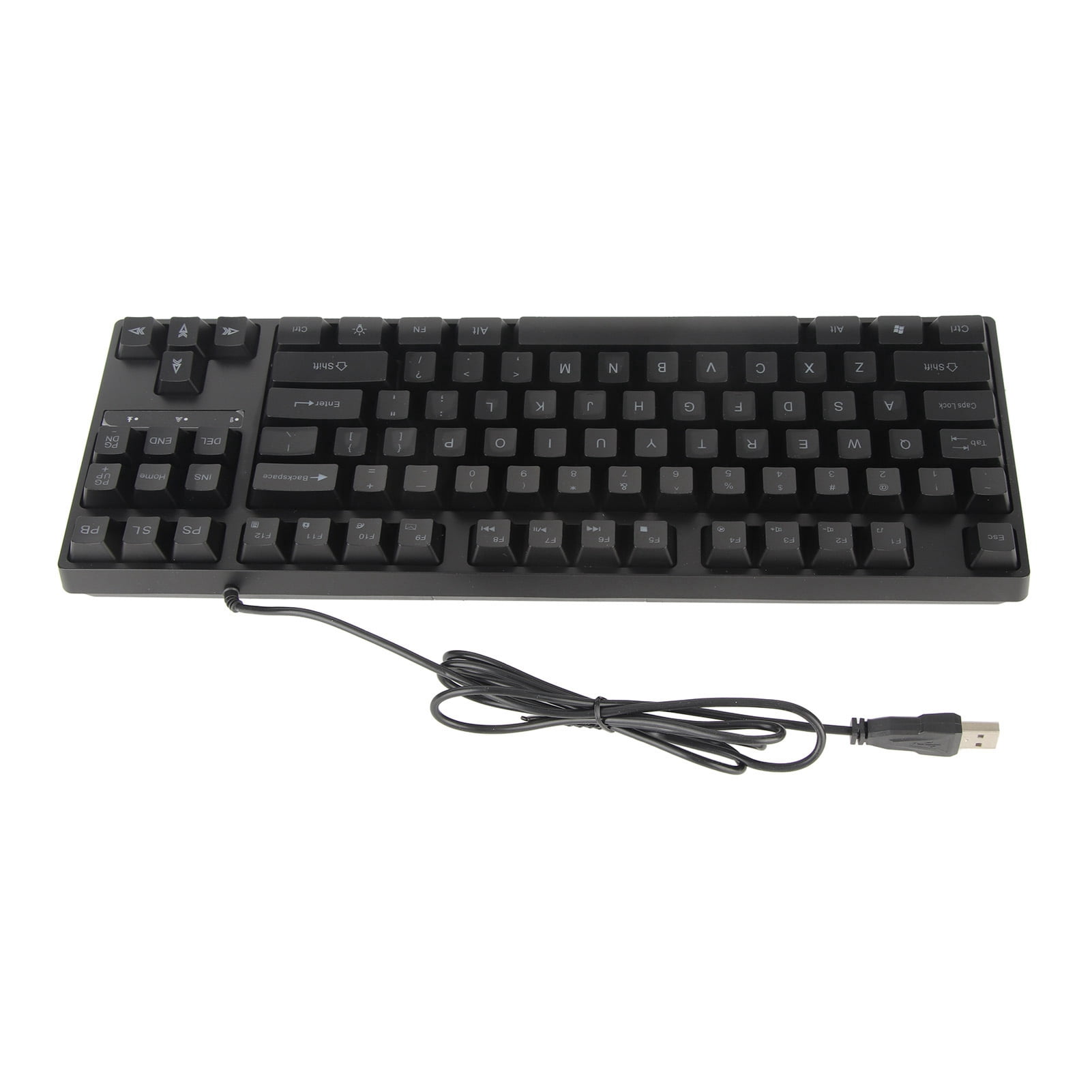 USB Wired Keyboard, Ergonomic Curved Keys 87 Keys Mechanical Keyboard  for PC