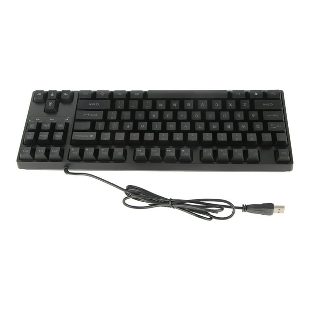 USB Wired Keyboard, Foldable Foot Support Plug and Play 87 Keys Mechanical Keyboard for Computer