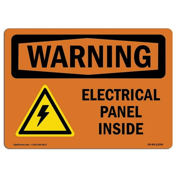 SignMission OS-WS-D-57-L-12095 OSHA Warning Sign - Electrical Panel Inside with Symbol