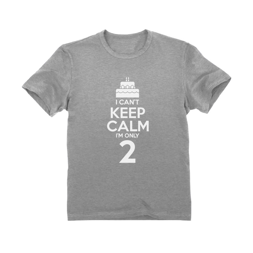 2nd Birthday Gift Cant Keep Calm Im Two Birthday Cake 2 Year Old Kids T-Shirt